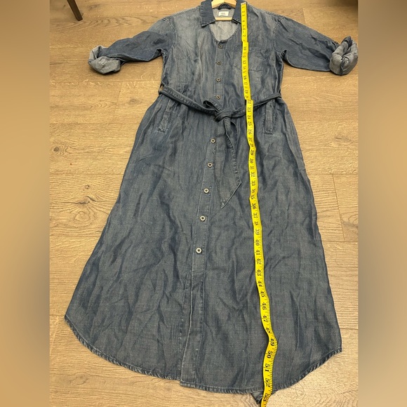 Denim Button-Front Long Shirt Dress in Blue - Picture 9 of 9
